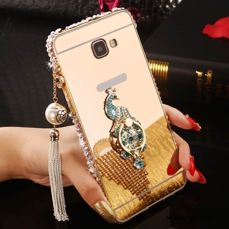 Kuori Samsung Galaxy A7 2016 Rhinestone Inlay Kehys Jauhe, Kotelo Samsung Galaxy A7 2016 Metalli Puhelimen Kuoret Takakansi