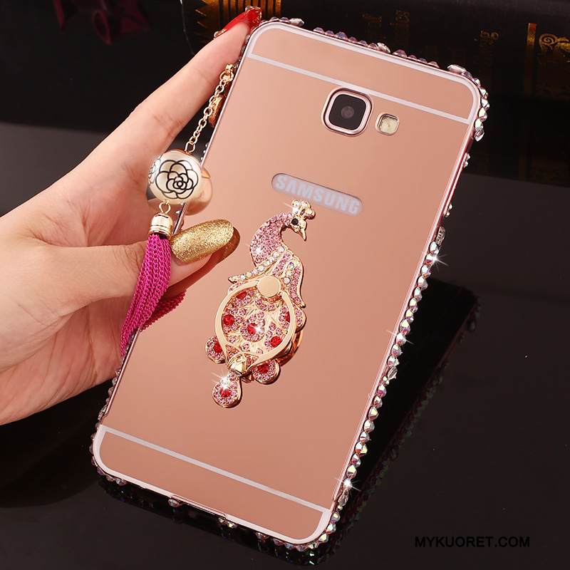 Kuori Samsung Galaxy A7 2016 Rhinestone Inlay Kehys Jauhe, Kotelo Samsung Galaxy A7 2016 Metalli Puhelimen Kuoret Takakansi