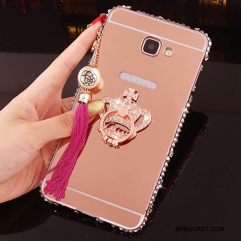 Kuori Samsung Galaxy A7 2016 Rhinestone Inlay Kehys Jauhe, Kotelo Samsung Galaxy A7 2016 Metalli Puhelimen Kuoret Takakansi