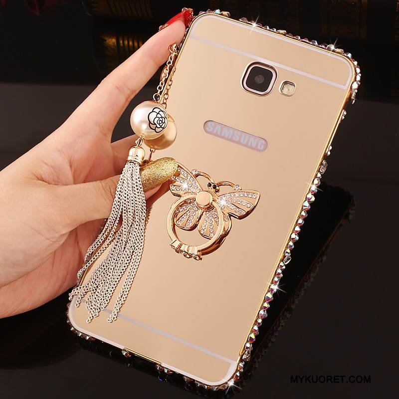 Kuori Samsung Galaxy A7 2016 Rhinestone Inlay Kehys Jauhe, Kotelo Samsung Galaxy A7 2016 Metalli Puhelimen Kuoret Takakansi
