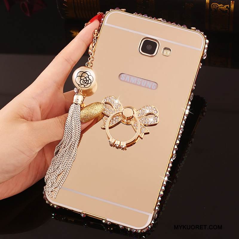 Kuori Samsung Galaxy A7 2016 Rhinestone Inlay Kehys Jauhe, Kotelo Samsung Galaxy A7 2016 Metalli Puhelimen Kuoret Takakansi
