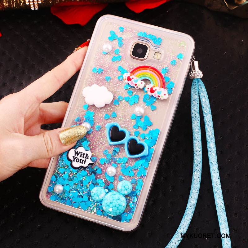 Kuori Samsung Galaxy A7 2016 Silikoni Juoksuhiekka Puhelimen Kuoret, Kotelo Samsung Galaxy A7 2016 Suojaus Violetti Ripustettavat Koristeet