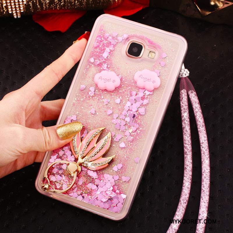 Kuori Samsung Galaxy A7 2016 Silikoni Juoksuhiekka Puhelimen Kuoret, Kotelo Samsung Galaxy A7 2016 Suojaus Violetti Ripustettavat Koristeet