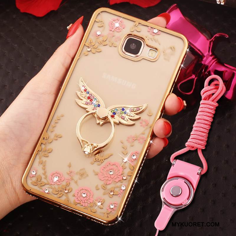 Kuori Samsung Galaxy A7 2016 Strassi Rengas Murtumaton, Kotelo Samsung Galaxy A7 2016 Suojaus Puhelimen Kuoret Sininen