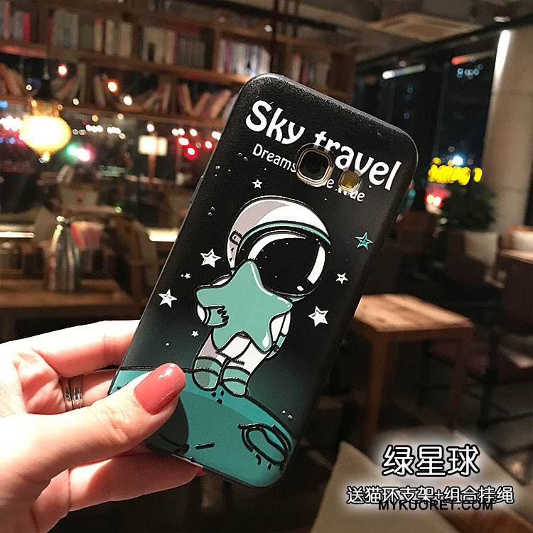 Kuori Samsung Galaxy A7 2017 Kohokuviointi Musta Pesty Suede, Kotelo Samsung Galaxy A7 2017 Pehmeä Neste Puhelimen Kuoret