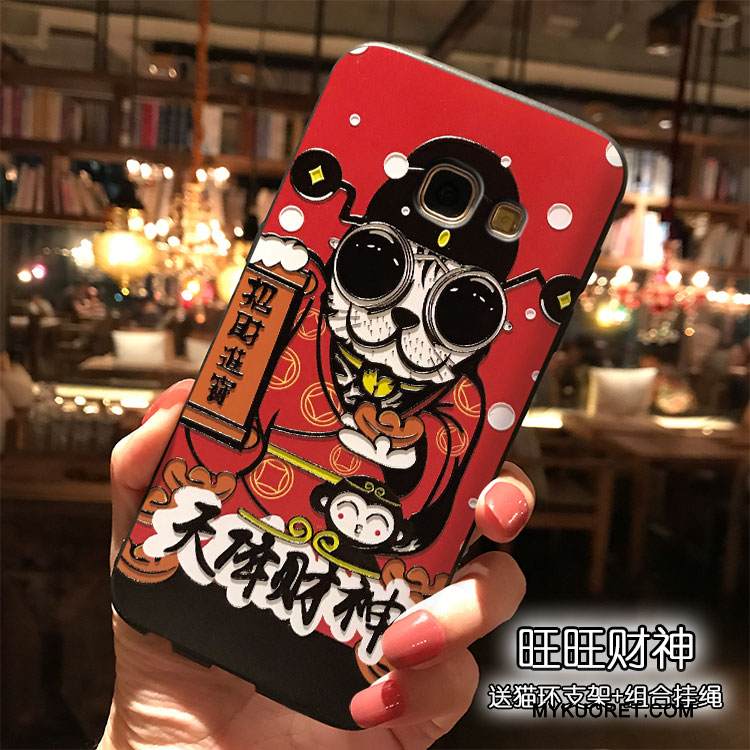 Kuori Samsung Galaxy A7 2017 Laukut Ihana Punainen, Kotelo Samsung Galaxy A7 2017 Silikoni Puhelimen Kuoret Kissa