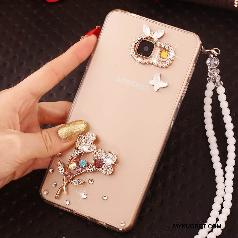 Kuori Samsung Galaxy A7 2017 Pehmeä Neste Kulta Ripustettavat Koristeet, Kotelo Samsung Galaxy A7 2017 Strassi Puhelimen Kuoret