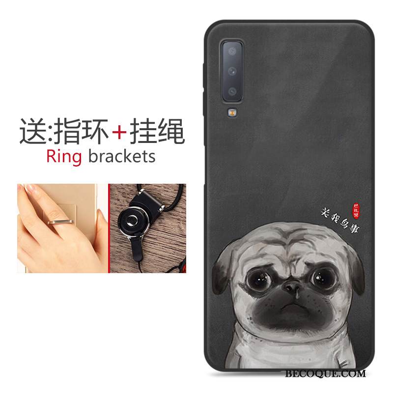 Kuori Samsung Galaxy A7 2018 Laukut Murtumaton Pesty Suede, Kotelo Samsung Galaxy A7 2018 Sarjakuva Jauhe Puhelimen Kuoret