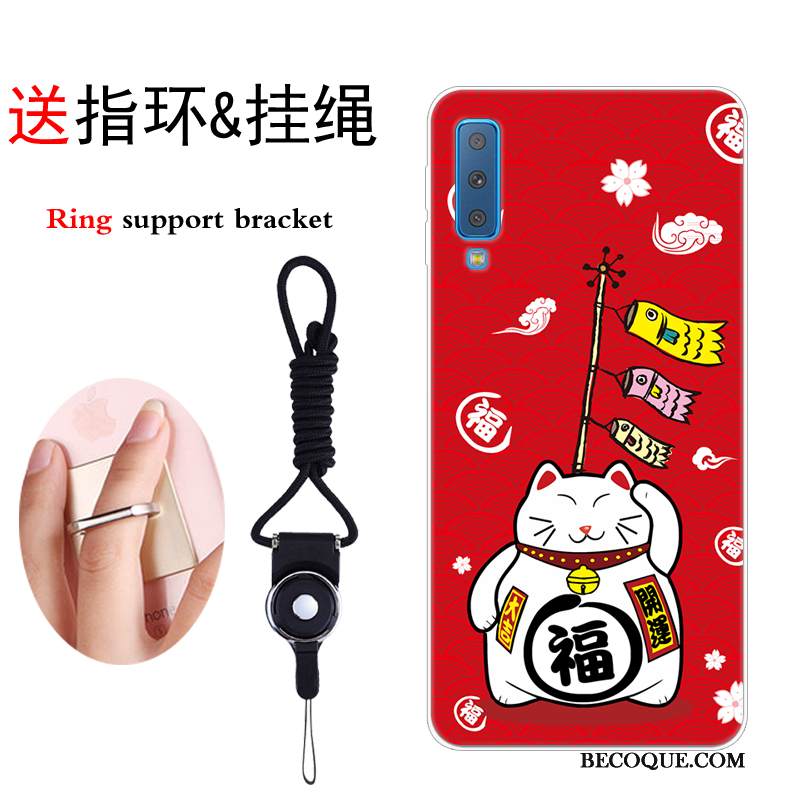 Kuori Samsung Galaxy A7 2018 Pehmeä Neste Puhelimen Kuoret Kissa, Kotelo Samsung Galaxy A7 2018 Luova Punainen Murtumaton