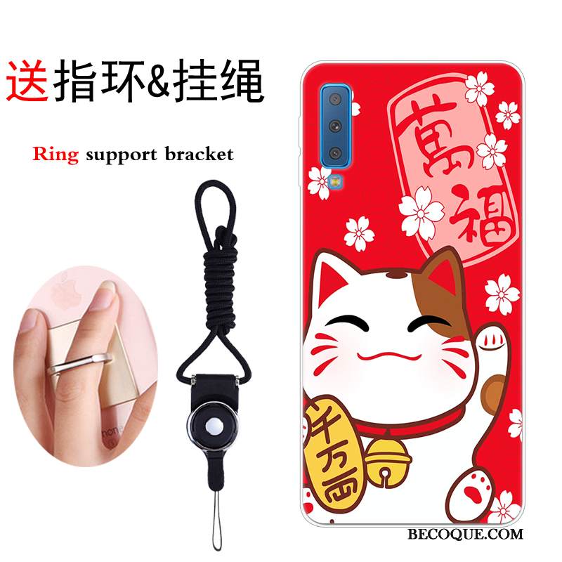 Kuori Samsung Galaxy A7 2018 Pehmeä Neste Puhelimen Kuoret Kissa, Kotelo Samsung Galaxy A7 2018 Luova Punainen Murtumaton