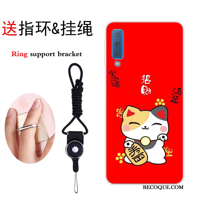 Kuori Samsung Galaxy A7 2018 Pehmeä Neste Puhelimen Kuoret Kissa, Kotelo Samsung Galaxy A7 2018 Luova Punainen Murtumaton