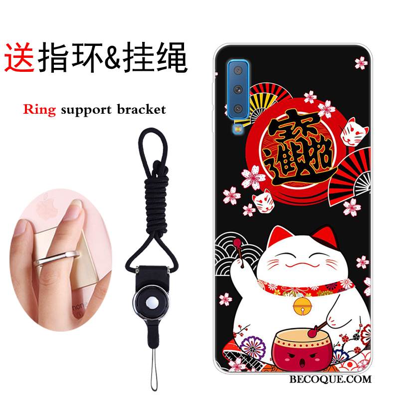 Kuori Samsung Galaxy A7 2018 Pehmeä Neste Puhelimen Kuoret Kissa, Kotelo Samsung Galaxy A7 2018 Luova Punainen Murtumaton