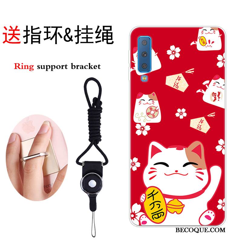 Kuori Samsung Galaxy A7 2018 Pehmeä Neste Puhelimen Kuoret Kissa, Kotelo Samsung Galaxy A7 2018 Luova Punainen Murtumaton