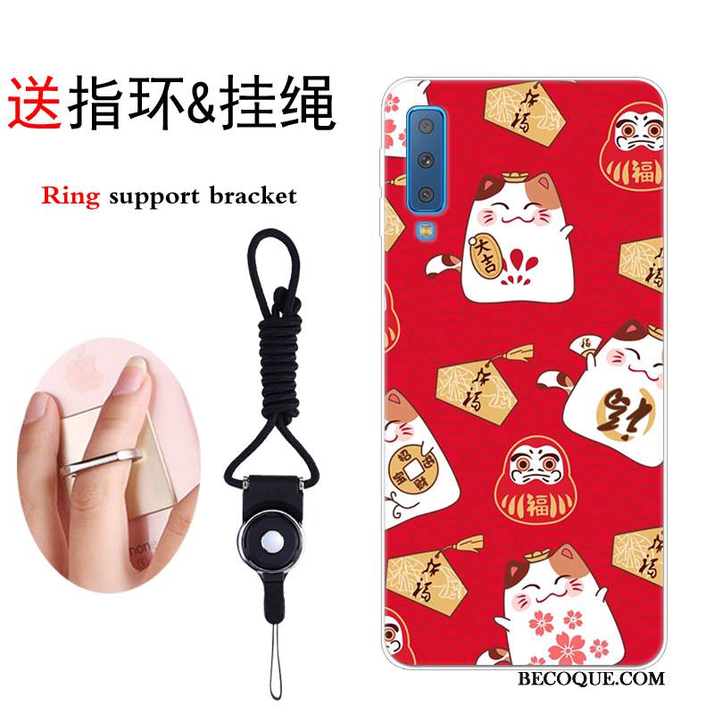 Kuori Samsung Galaxy A7 2018 Pehmeä Neste Puhelimen Kuoret Kissa, Kotelo Samsung Galaxy A7 2018 Luova Punainen Murtumaton