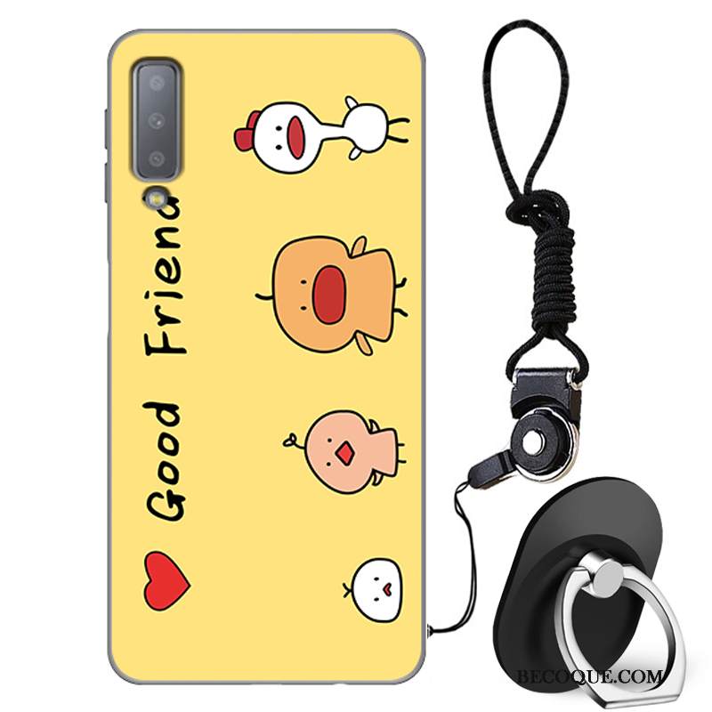 Kuori Samsung Galaxy A7 2018 Sarjakuva Muokata Murtumaton, Kotelo Samsung Galaxy A7 2018 Laukut Puhelimen Kuoret Keltainen