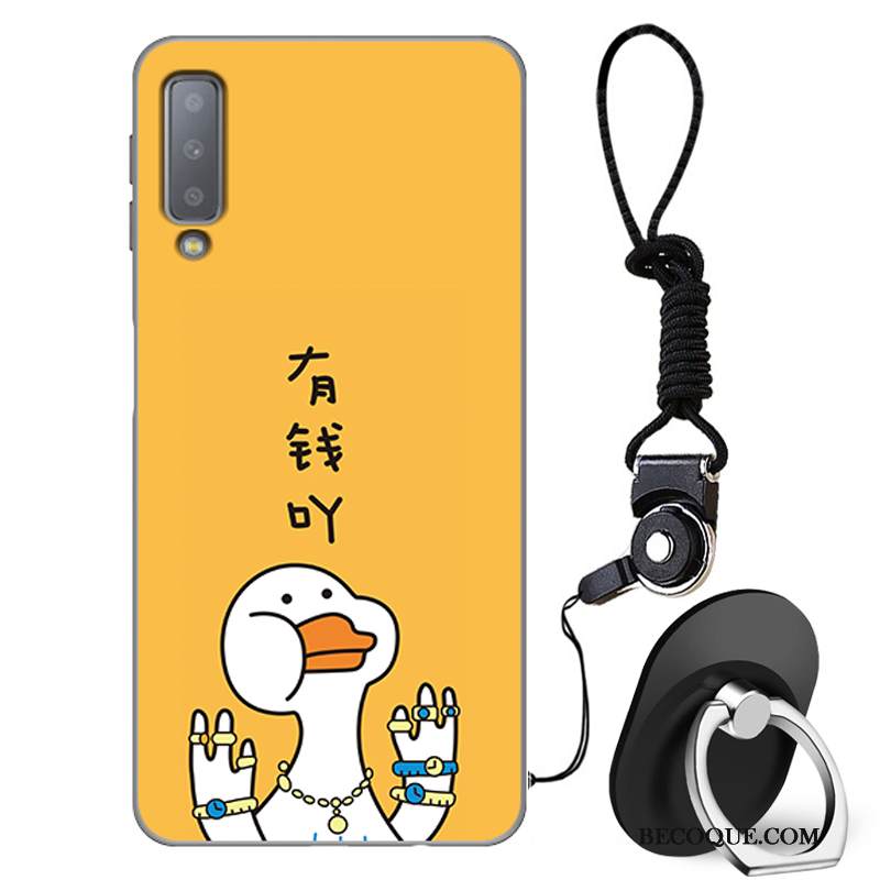 Kuori Samsung Galaxy A7 2018 Sarjakuva Muokata Murtumaton, Kotelo Samsung Galaxy A7 2018 Laukut Puhelimen Kuoret Keltainen