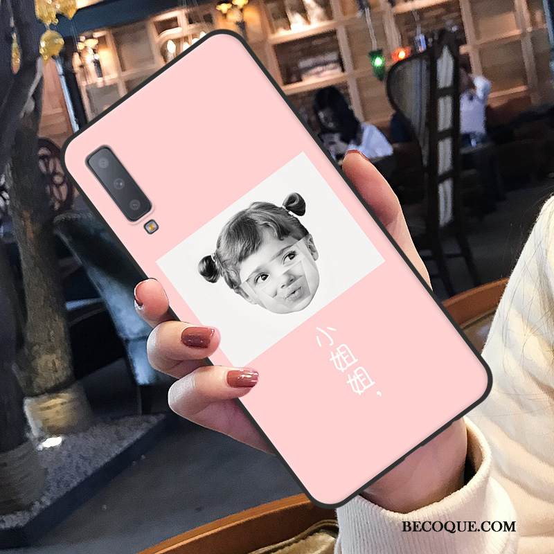 Kuori Samsung Galaxy A7 2018 Silikoni Persoonallisuus Murtumaton, Kotelo Samsung Galaxy A7 2018 Sarjakuva Rakastunut Punainen