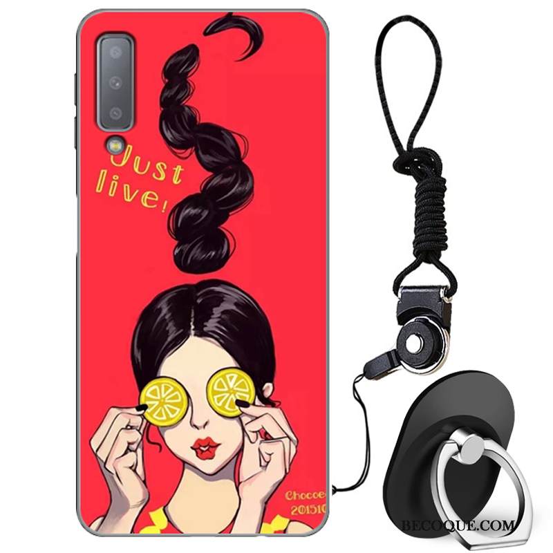 Kuori Samsung Galaxy A7 2018 Suojaus Murtumaton Persoonallisuus, Kotelo Samsung Galaxy A7 2018 Laukut Puhelimen Kuoret Punainen