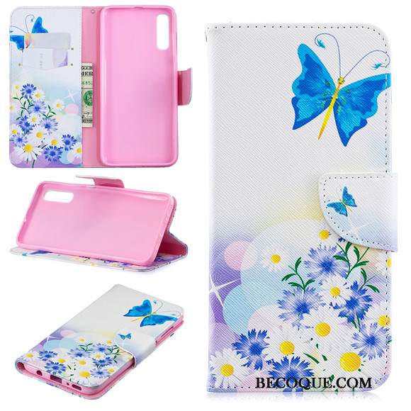 Kuori Samsung Galaxy A70 Nahka Puhelimen Kuoret Murtumaton, Kotelo Samsung Galaxy A70 Suojaus Vihreä