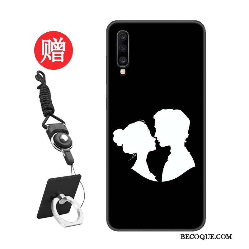 Kuori Samsung Galaxy A70 Pehmeä Neste Sininen Kalvo, Kotelo Samsung Galaxy A70 Suojaus Rakastunut Malli