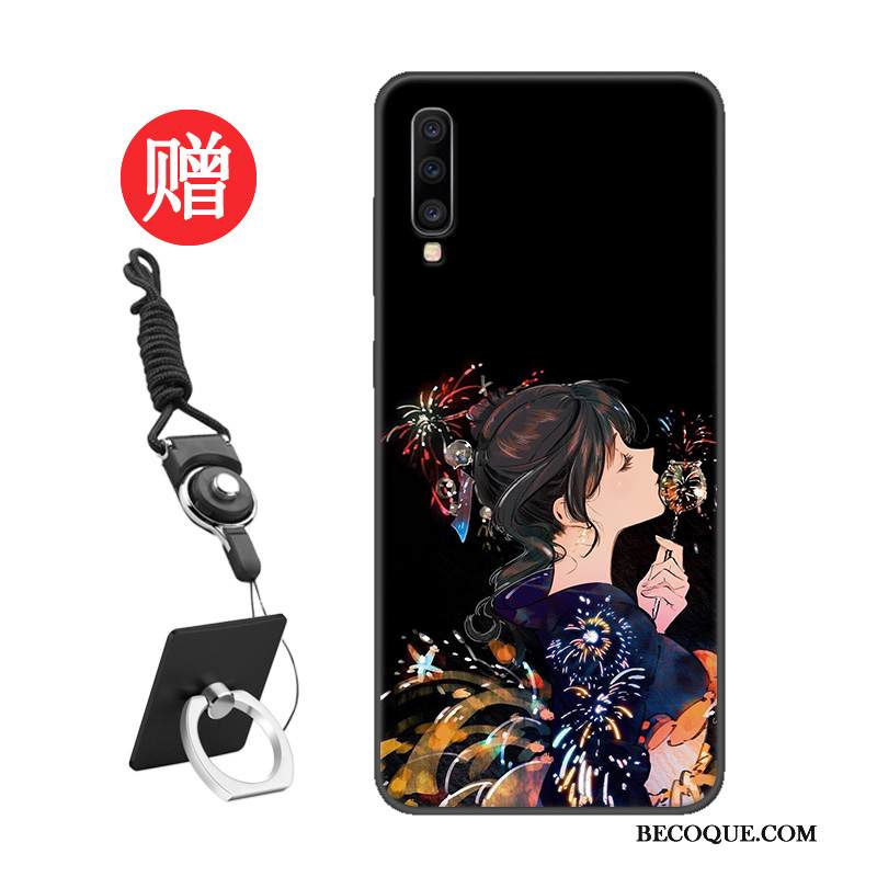 Kuori Samsung Galaxy A70 Pehmeä Neste Sininen Kalvo, Kotelo Samsung Galaxy A70 Suojaus Rakastunut Malli