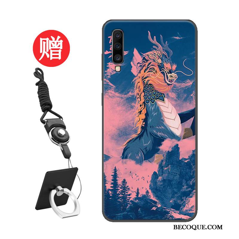 Kuori Samsung Galaxy A70 Pehmeä Neste Sininen Kalvo, Kotelo Samsung Galaxy A70 Suojaus Rakastunut Malli