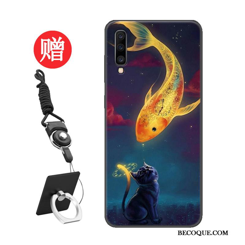 Kuori Samsung Galaxy A70 Pehmeä Neste Sininen Kalvo, Kotelo Samsung Galaxy A70 Suojaus Rakastunut Malli