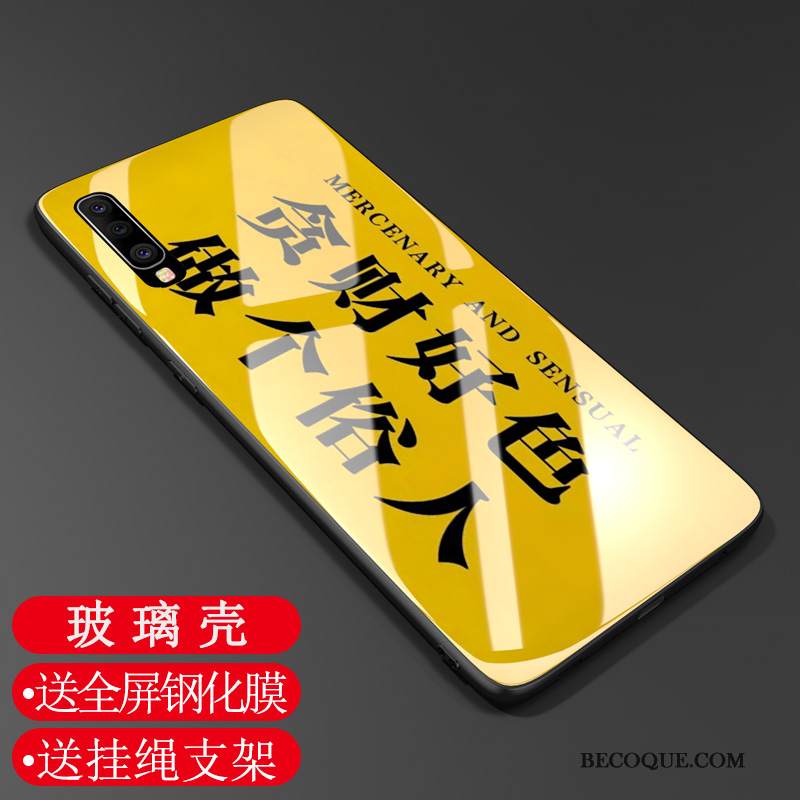 Kuori Samsung Galaxy A70 Silikoni Kalvo Karkaisu, Kotelo Samsung Galaxy A70 Pehmeä Neste Muokata Trendi