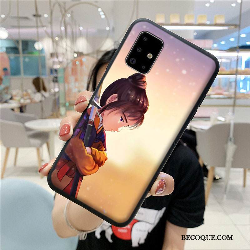 Kuori Samsung Galaxy A71 Laukut Puhelimen Kuoret Murtumaton, Kotelo Samsung Galaxy A71 Sarjakuva Violetti Rakastunut