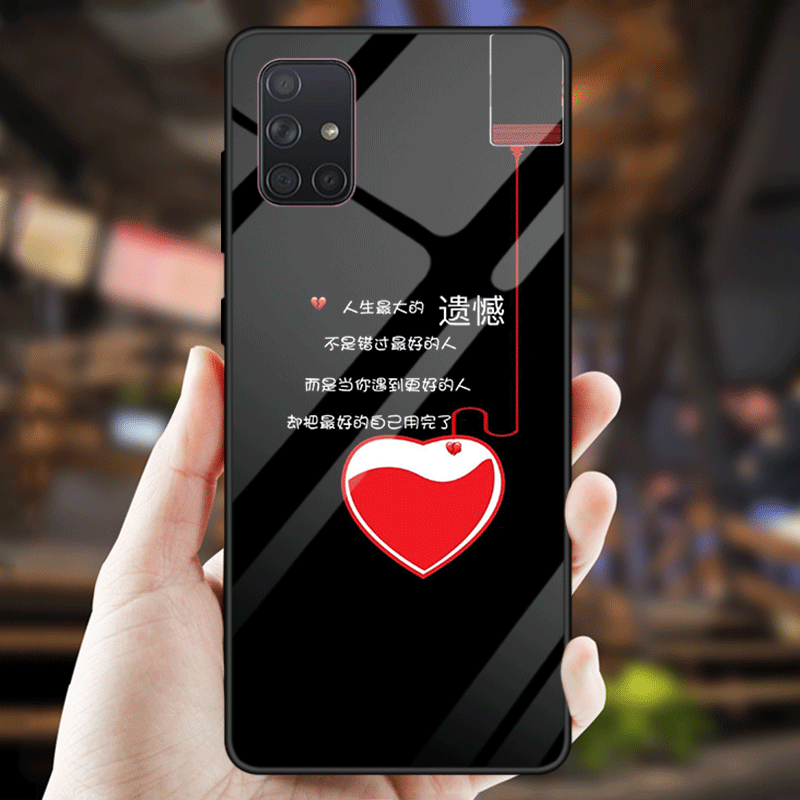 Kuori Samsung Galaxy A71 Luova Lasi Net Red, Kotelo Samsung Galaxy A71 Laukut Karkaisu Peili