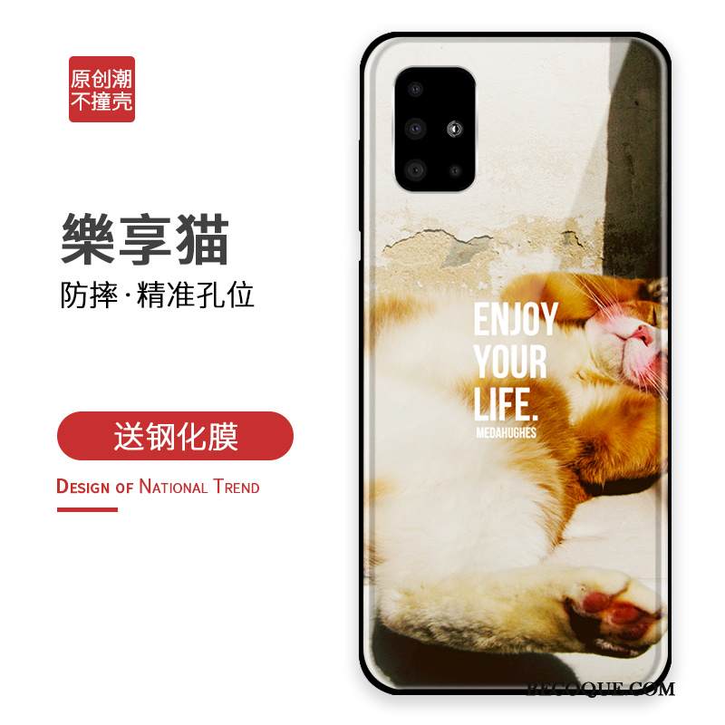 Kuori Samsung Galaxy A71 Luova Lasi Sininen, Kotelo Samsung Galaxy A71 Suojaus Persoonallisuus Murtumaton