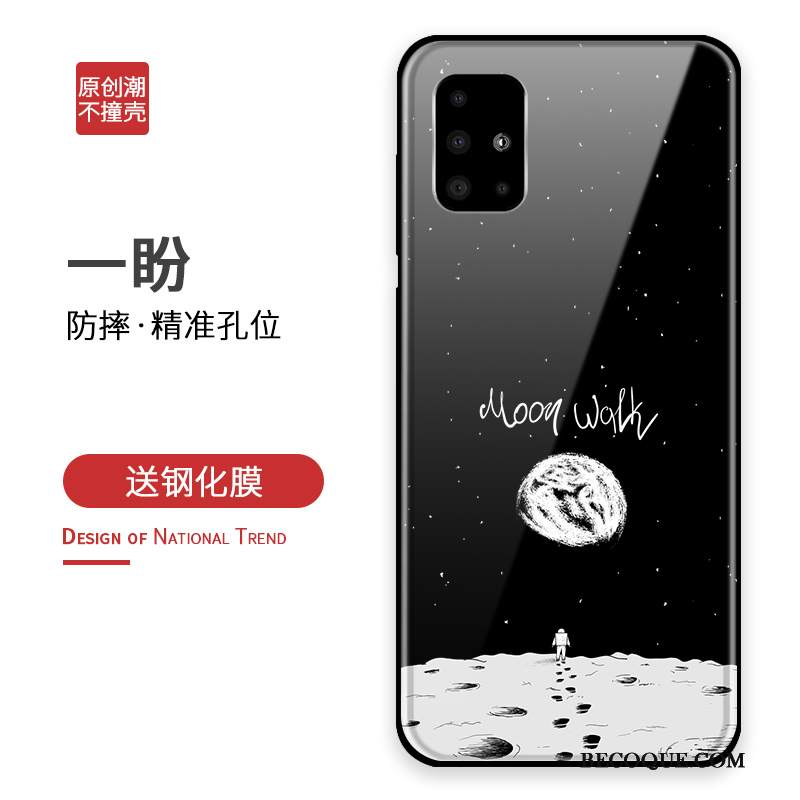 Kuori Samsung Galaxy A71 Luova Lasi Sininen, Kotelo Samsung Galaxy A71 Suojaus Persoonallisuus Murtumaton