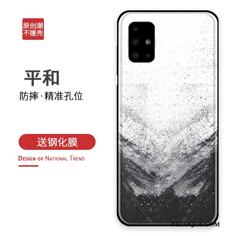 Kuori Samsung Galaxy A71 Luova Lasi Sininen, Kotelo Samsung Galaxy A71 Suojaus Persoonallisuus Murtumaton