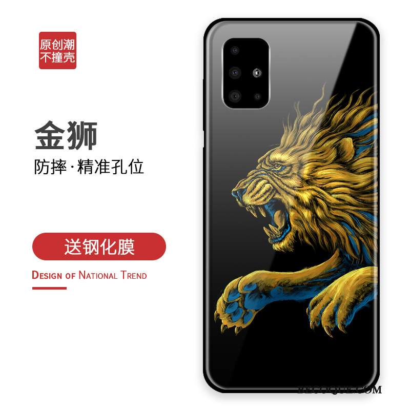 Kuori Samsung Galaxy A71 Luova Lasi Sininen, Kotelo Samsung Galaxy A71 Suojaus Persoonallisuus Murtumaton