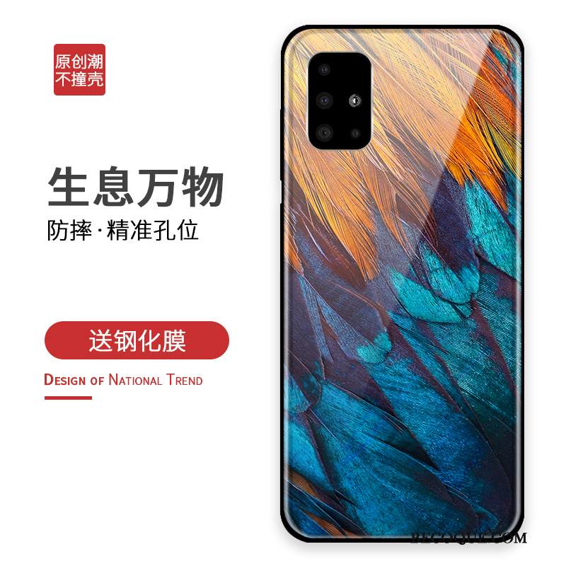 Kuori Samsung Galaxy A71 Luova Lasi Sininen, Kotelo Samsung Galaxy A71 Suojaus Persoonallisuus Murtumaton