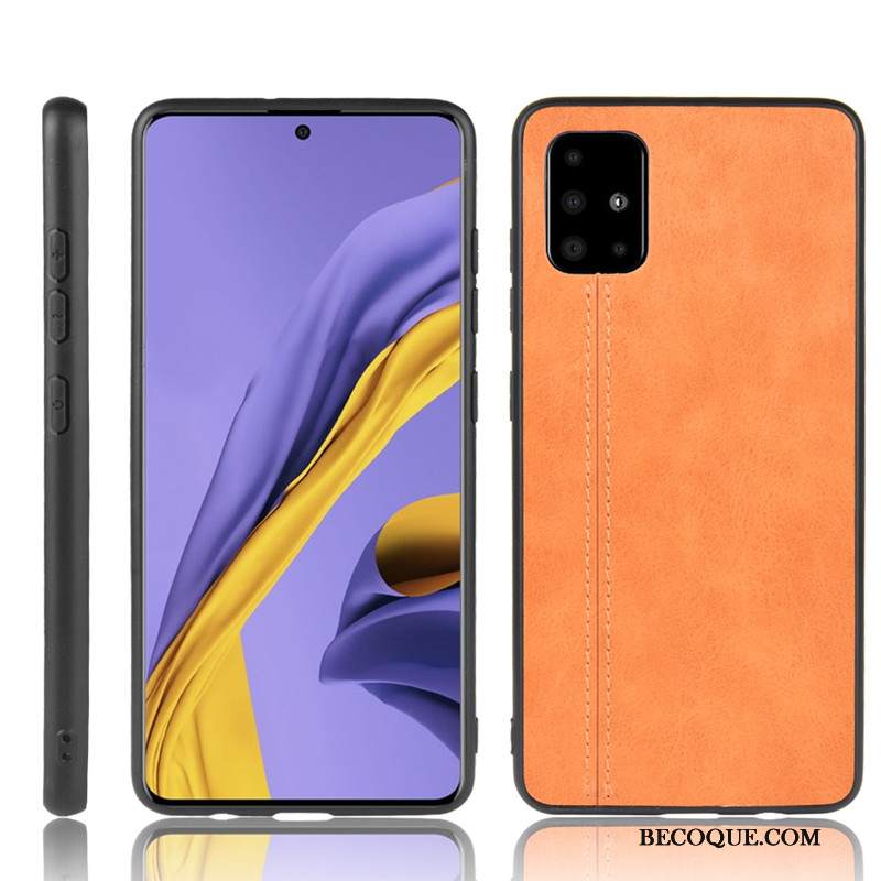 Kuori Samsung Galaxy A71 Nahka Kukkakuvio Keltainen, Kotelo Samsung Galaxy A71 Suojaus Kova Puhelimen Kuoret