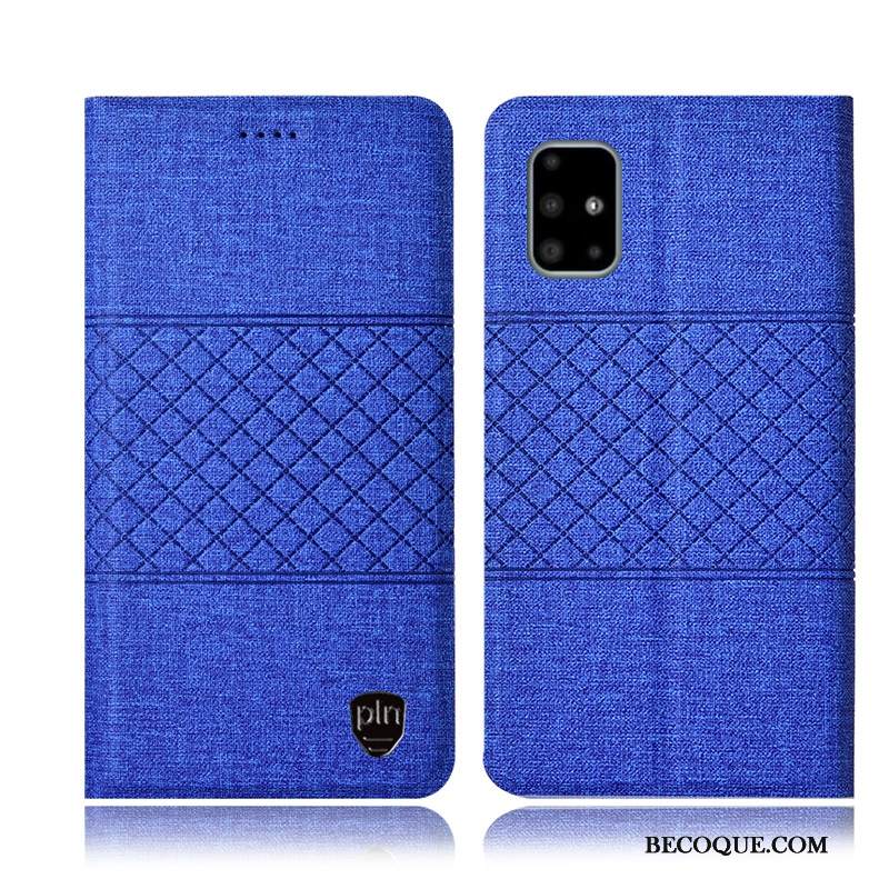 Kuori Samsung Galaxy A71 Nahka Puhelimen Kuoret Syvä Väri, Kotelo Samsung Galaxy A71 Laukut Ruudukko Murtumaton