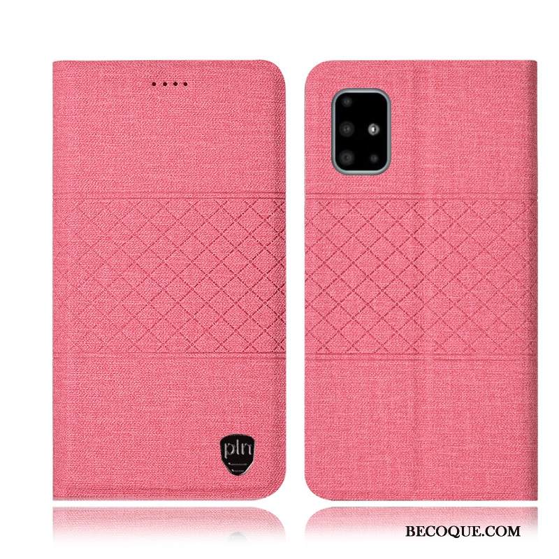 Kuori Samsung Galaxy A71 Nahka Puhelimen Kuoret Syvä Väri, Kotelo Samsung Galaxy A71 Laukut Ruudukko Murtumaton