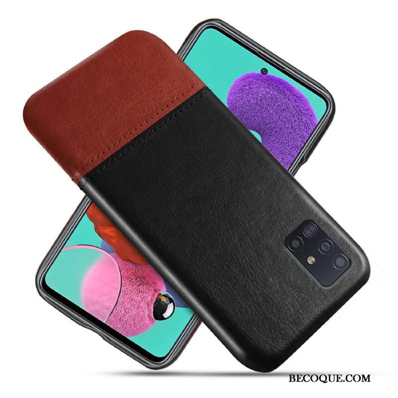 Kuori Samsung Galaxy A71 Nahka Ultra Liiketoiminta, Kotelo Samsung Galaxy A71 Suojaus Puhelimen Kuoret Musta