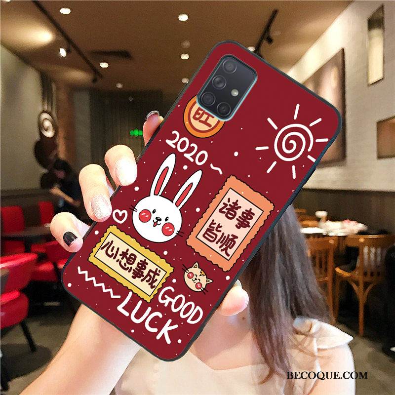 Kuori Samsung Galaxy A71 Pehmeä Neste Joulu Murtumaton, Kotelo Samsung Galaxy A71 Luova Punainen Rotta