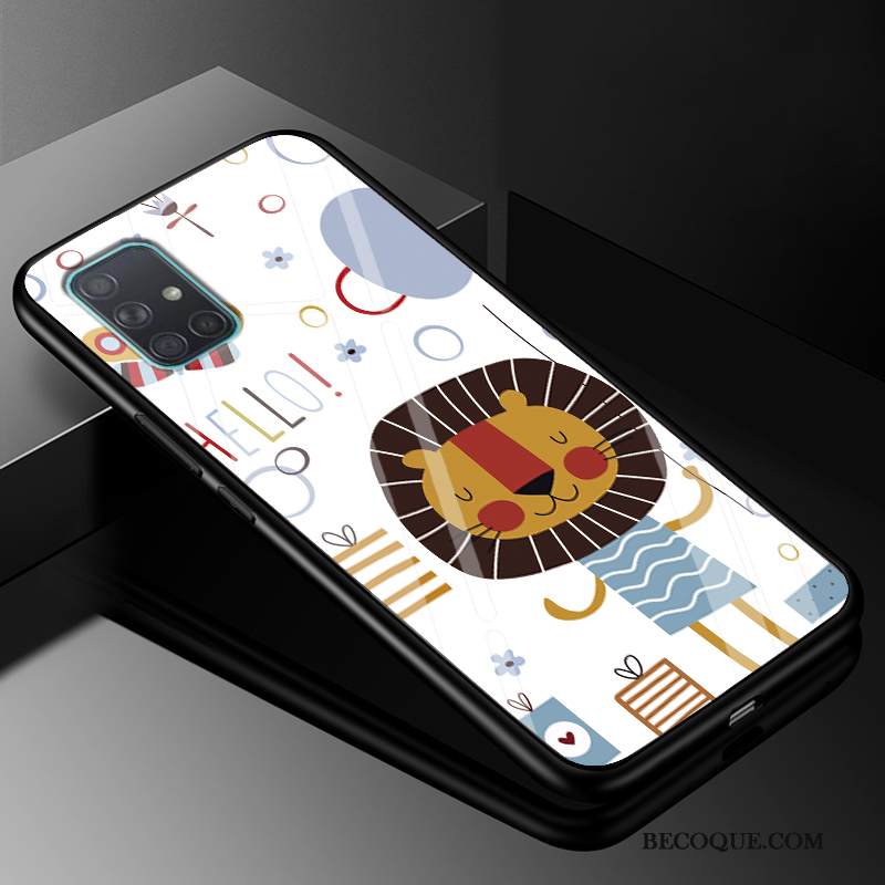 Kuori Samsung Galaxy A71 Sarjakuva Lasi Murtumaton, Kotelo Samsung Galaxy A71 Laukut Yksinkertainen Kova