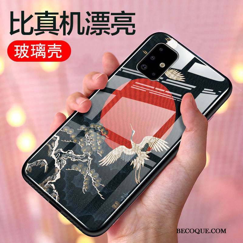 Kuori Samsung Galaxy A71 Silikoni Sininen Suuntaus, Kotelo Samsung Galaxy A71 Suojaus Lasi Murtumaton