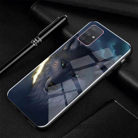 Kuori Samsung Galaxy A71 Suojaus Sininen Persoonallisuus, Kotelo Samsung Galaxy A71 Sarjakuva Trendi Lasi