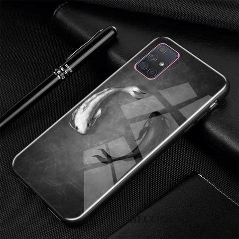 Kuori Samsung Galaxy A71 Suojaus Sininen Persoonallisuus, Kotelo Samsung Galaxy A71 Sarjakuva Trendi Lasi