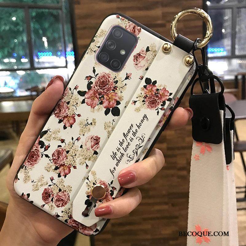 Kuori Samsung Galaxy A71 Tuki Jauhe Pieni, Kotelo Samsung Galaxy A71 Suojaus Ripustettavat Koristeet Kukka