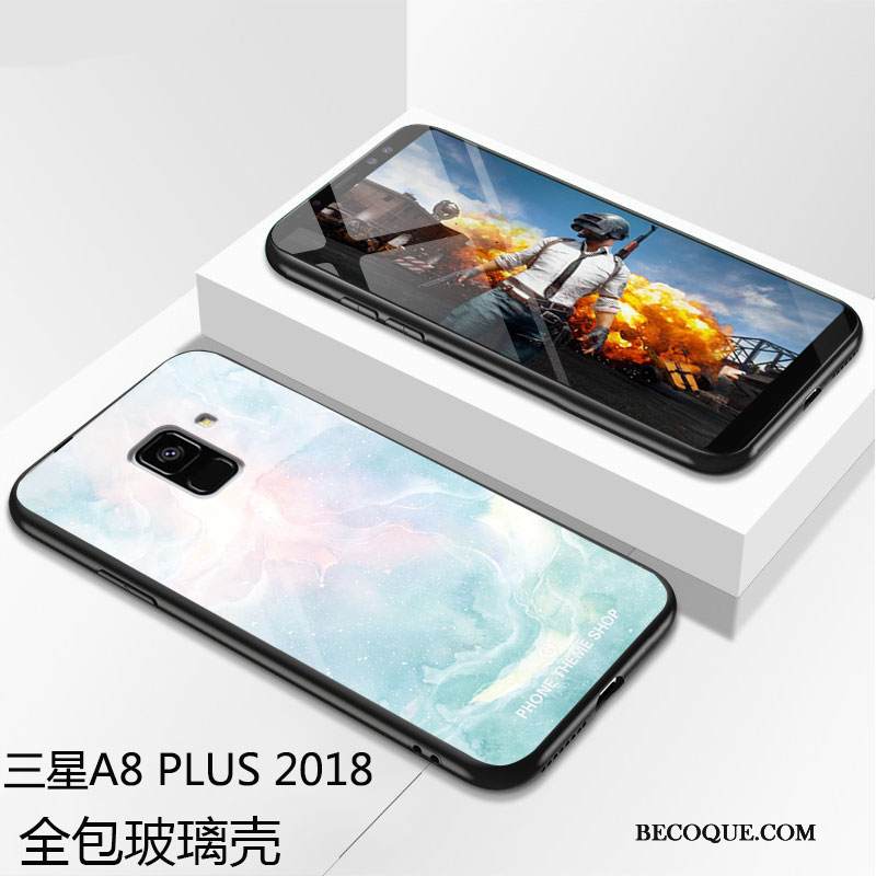 Kuori Samsung Galaxy A8 2018 Laukut Lasi Sininen, Kotelo Samsung Galaxy A8 2018 Suojaus Murtumaton L