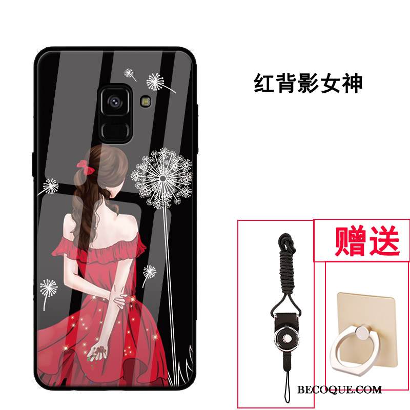 Kuori Samsung Galaxy A8 2018 Laukut Punainen Murtumaton, Kotelo Samsung Galaxy A8 2018 Suojaus Lasi Malli