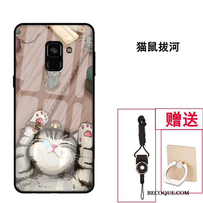 Kuori Samsung Galaxy A8 2018 Laukut Punainen Murtumaton, Kotelo Samsung Galaxy A8 2018 Suojaus Lasi Malli