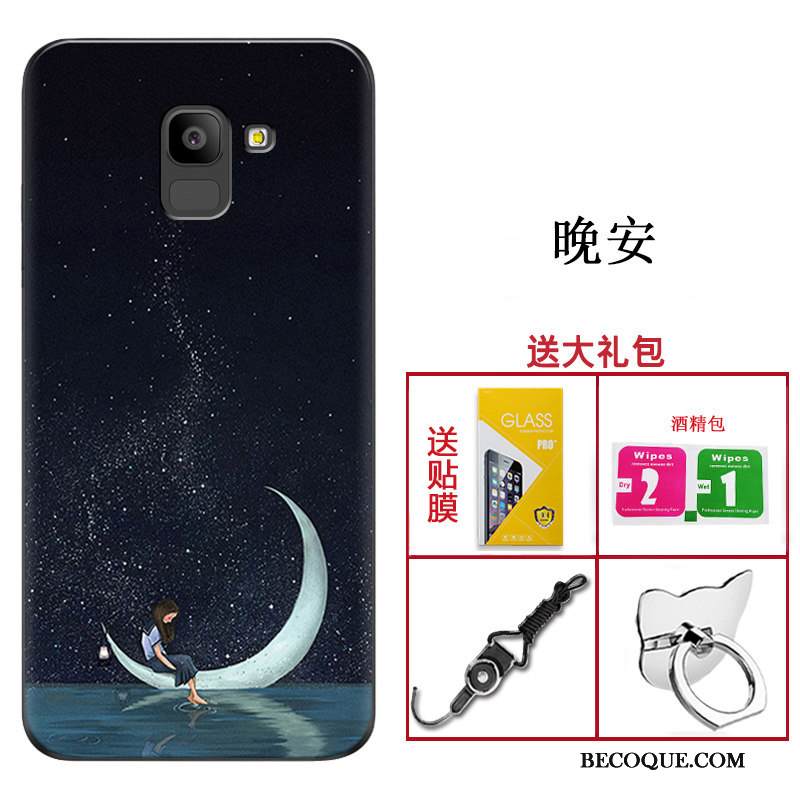 Kuori Samsung Galaxy A8 2018 Laukut Trendi Puhelimen Kuoret, Kotelo Samsung Galaxy A8 2018 Pehmeä Neste Musta