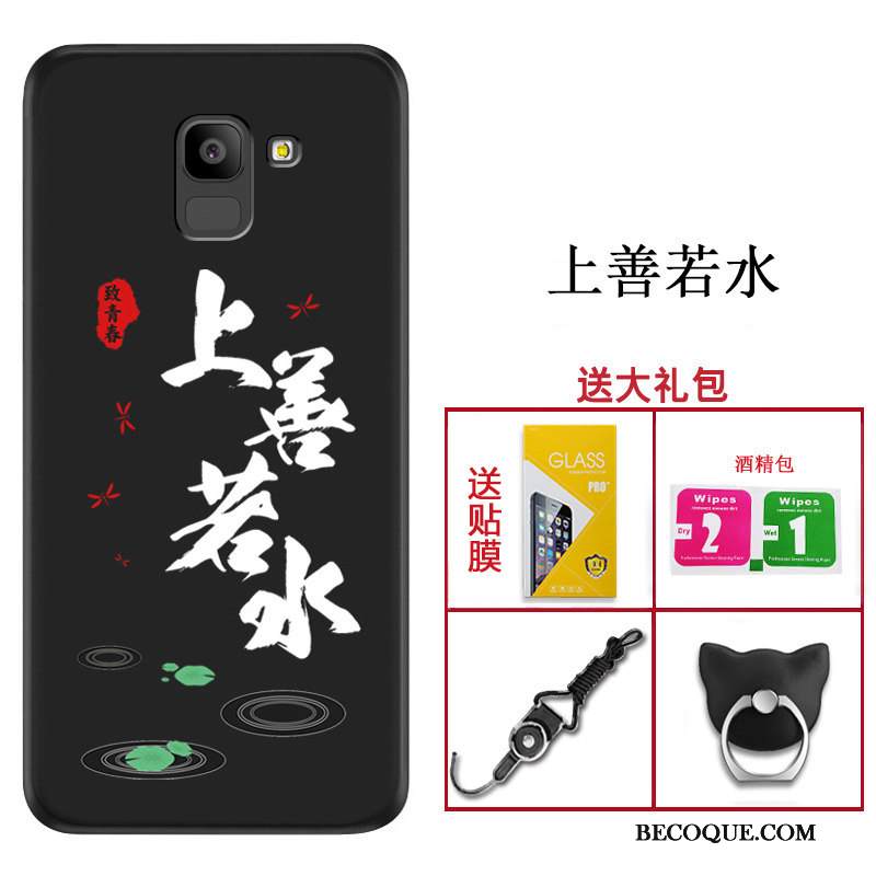 Kuori Samsung Galaxy A8 2018 Laukut Trendi Puhelimen Kuoret, Kotelo Samsung Galaxy A8 2018 Pehmeä Neste Musta